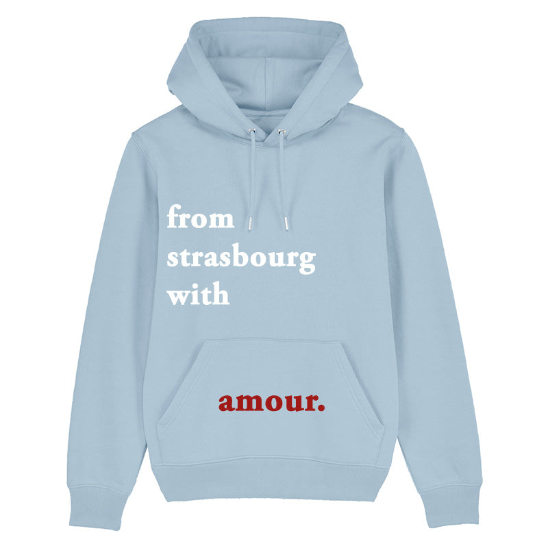 Hoodie From strasbourg with amour bleu ciel