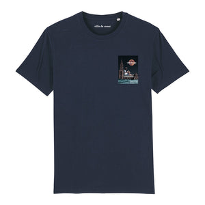 T-shirt bleu marine coton bio Strasbourg collage