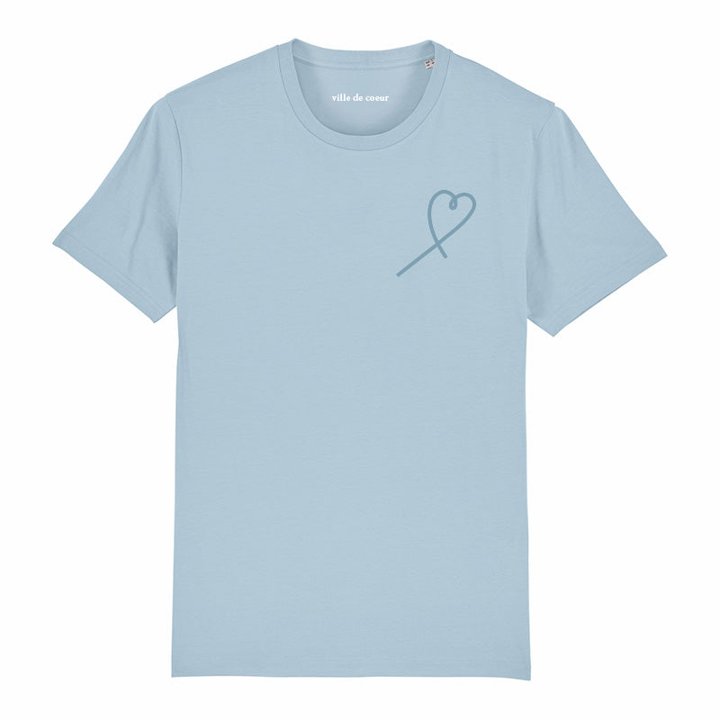 T-shirt ville de coeur 3D bleu ciel